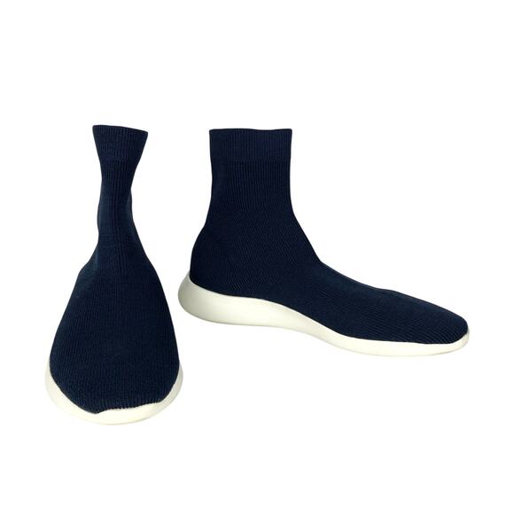Vince Womens Abbot Sock Sneaker Boots Navy Knit White Soles Pull On Size 10 - Picture 2 of 12